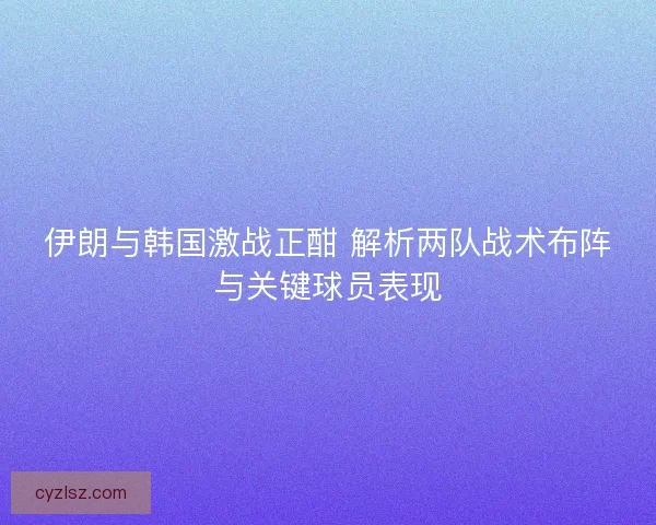 伊朗与韩国激战正酣 解析两队战术布阵与关键球员表现