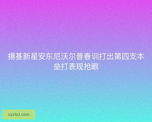 揚基新星安东尼沃尔普春训打出第四支本垒打表现抢眼